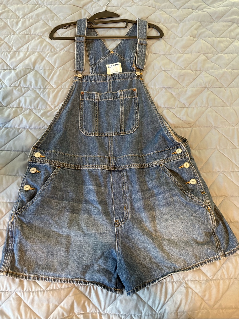 Old Navy Denim Overall Shorts in Light Blue Wash